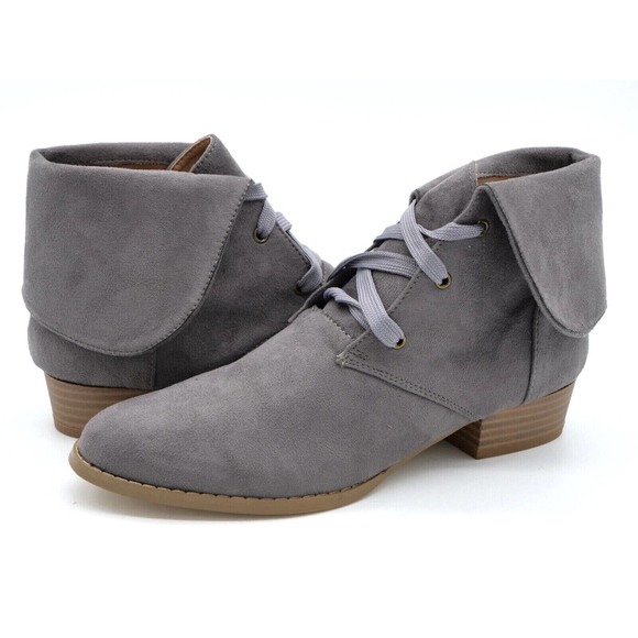 American Mettle AMS Escape Womens 6.5 Ankle Boots Gray Lace Up Fold Down Chukka - Picture 1 of 11